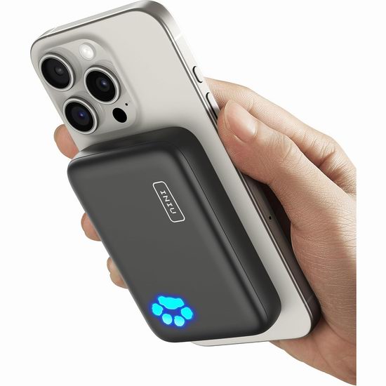  INIU 10000mAh 20W PD 便携式iPhone磁吸 无线充电 移动电源/充电器 35.99加元（原价 46.99加元）