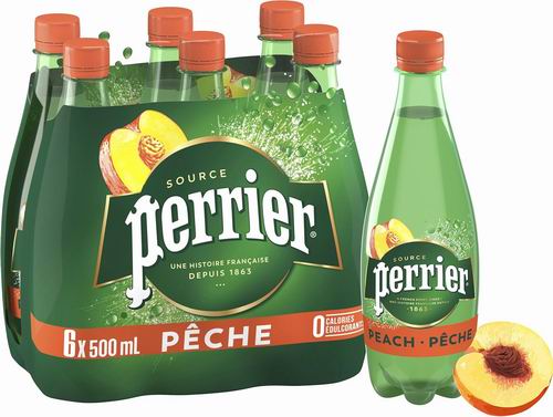  Perrier 天然碳酸泉苏打水 桃子味（500mlx24瓶）23.74加元（原价 33加元）