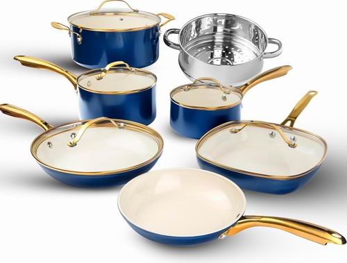  Gotham Steel 不粘陶瓷炊具12件套 带煎锅 + 平底锅 119.99加元（原价 149.99加元）