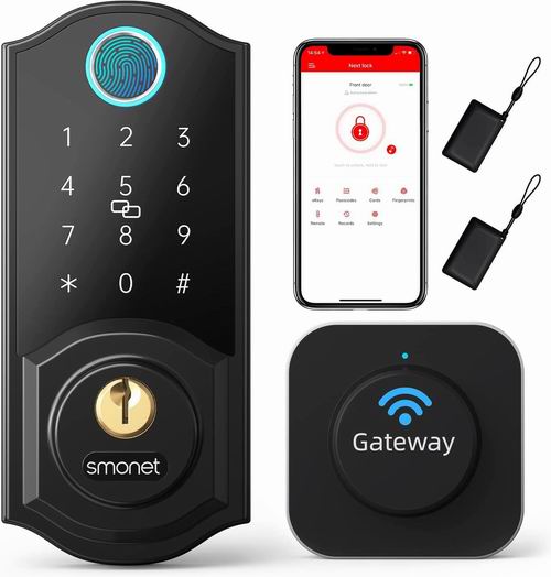  史低价！SMONET   6合1 带门把手 智能指纹密码门锁 99.99加元（原价 199.99加元）