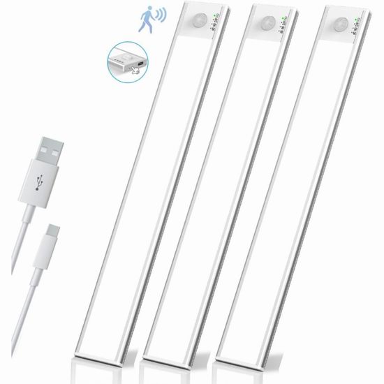  历史新低！Kihoplly 38-LED 运动感应 可充电 节能照明灯条3件套4.9折 25.99加元包邮！