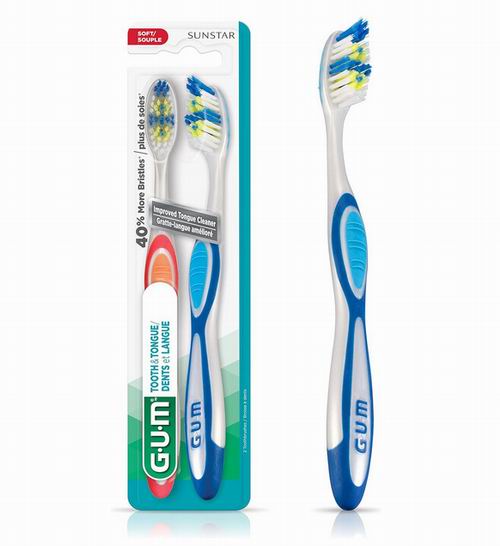  GUM 牙齿/舌头双用牙刷 2支 2.99加元！每支1.5加元