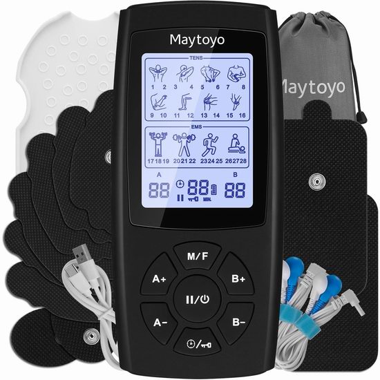  白菜价！历史新低！Maytoyo 2通道 24模式 TENS 电子脉冲按摩仪2.8折 19.99加元包邮！