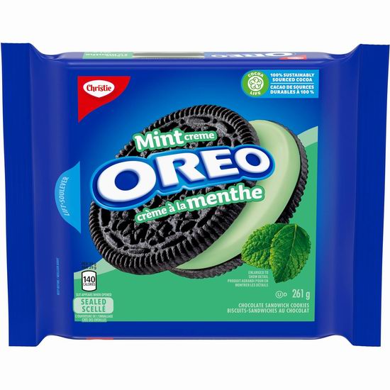  OREO 奥利奥 薄荷奶油巧克力夹心饼干（261克） 2.84加元（原价 4.29加元）