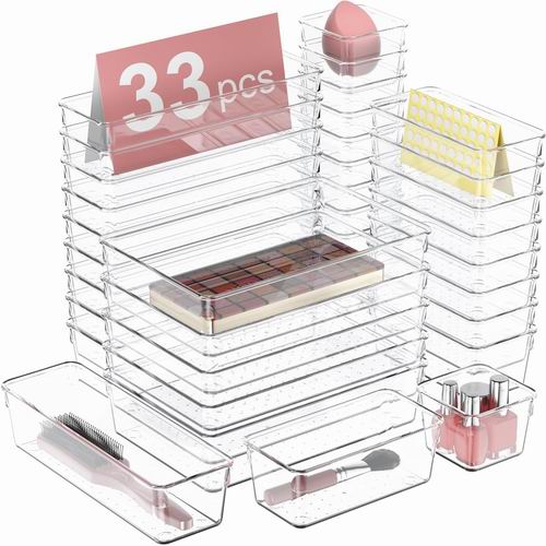  RETHONE 透明抽屉收纳盒33件套 24.99加元（原价 34.97加元）