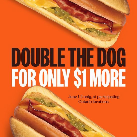A&W快餐连锁店 Whistle Dog 经典热狗限时回归，第二个仅需$1！仅限安省！