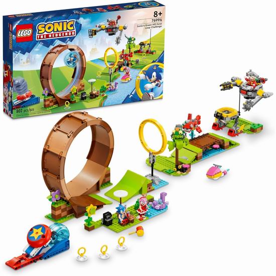  历史最低价！LEGO 乐高 76994 索尼克的绿色山丘大回环挑战（802pcs）5.3折 68.97加元包邮！