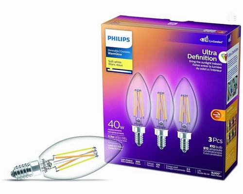  Philips 超清晰 LED 40W 吊灯3件套 12.86加元（原价 16.99加元）