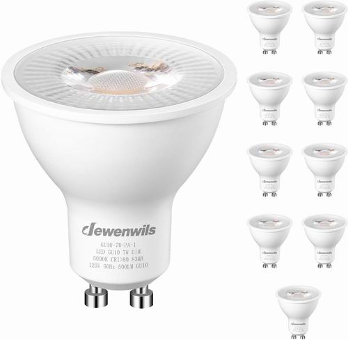  DEWENWILS  GU10  500LM  5000K  LED 7W可调光灯泡10件套  24.21加元（原价 31.99加元）