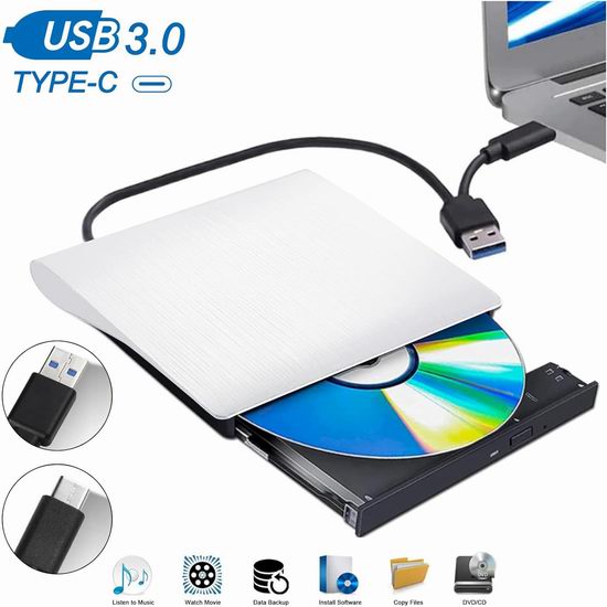 历史新低！Lychee 便携式外置CD/DVD刻录机5折 17.99加元包邮！