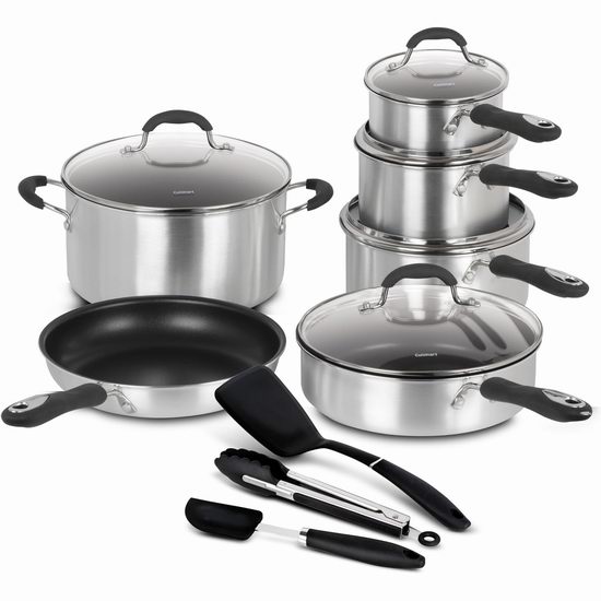  超级白菜！历史新低！Cuisinart 美康雅 Advantage 55-14BSC 高级不粘底锅具14件套1.8折 81.4加元包邮！