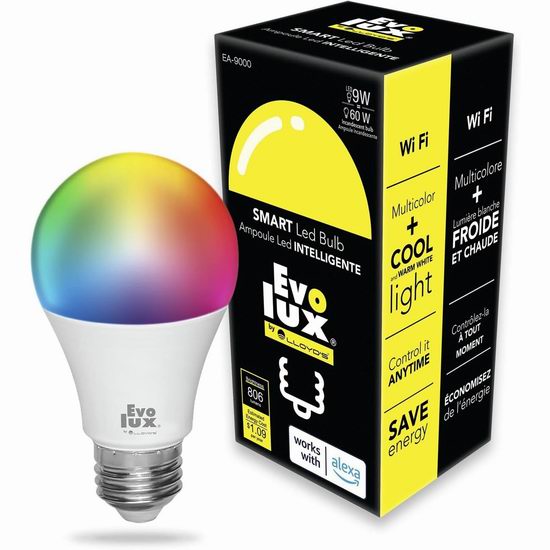  Evolux WiFi LED 可调光智能灯泡 12.15加元