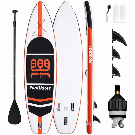  历史新低！FunWater 军用级超轻PVC 11英尺加大 SUP充气站立式桨板5折 139.97加元包邮！