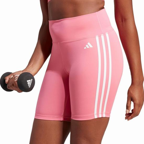  白菜价！历史新低！adidas Essentials 三条杠 女式高腰训练短裤（S/M码）2.3折 12.1加元！