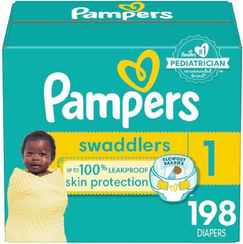  黑五价！Pampers 帮宝适 Swaddlers 新生儿/Size 1纸尿裤超值装198片  32.64加元（原价 51.99加元）！多款可选！
