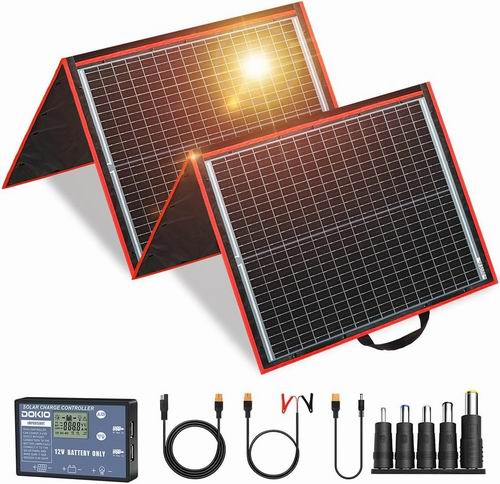  DOKIO 160W 18V 便携式可折叠太阳能电池板/充电器 带2个USB  179.99加元（原价 234.99加元）