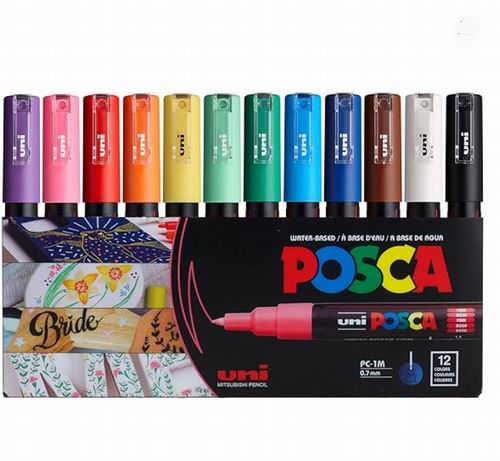  Uni-posca 超细笔尖油漆记号笔12支装  27.55加元（原价 39.27加元）