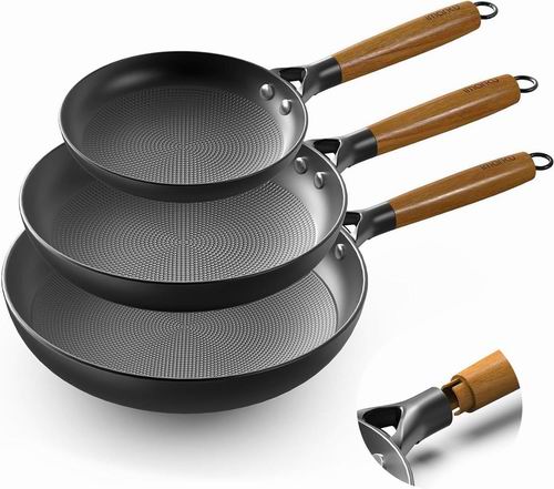  imarku  8英寸/10英寸/ 12英寸专业铸铁不粘煎锅3件套 118.99加元（原价 179.99加元）
