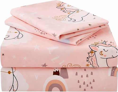  JSD Twin粉色月亮独角兽儿童床单3件套 27.99加元（原价 39.99加元）！多款可选
