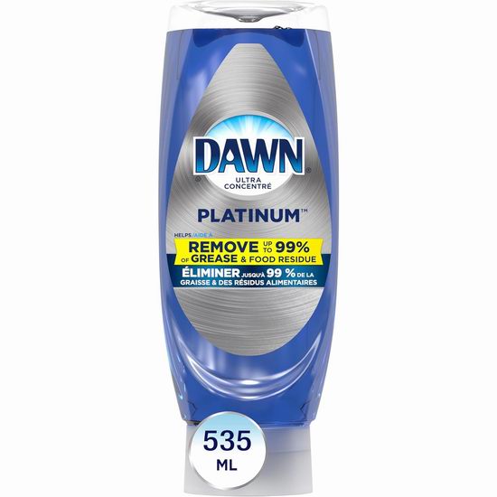  Dawn Platinum 4倍清洁力 清新雨香 洗碗液（535毫升） 2.77加元（原价 4.99加元）