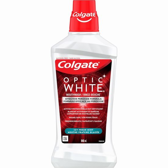  Colgate Optic White 高露洁冰爽薄荷口味 美白漱口水（946毫升）4.7折 4.74加元！