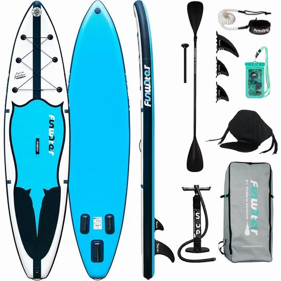  历史新低！FunWater 军用级超轻PVC 11.2英尺加大 SUP充气站立式桨板5折 149.49加元包邮！