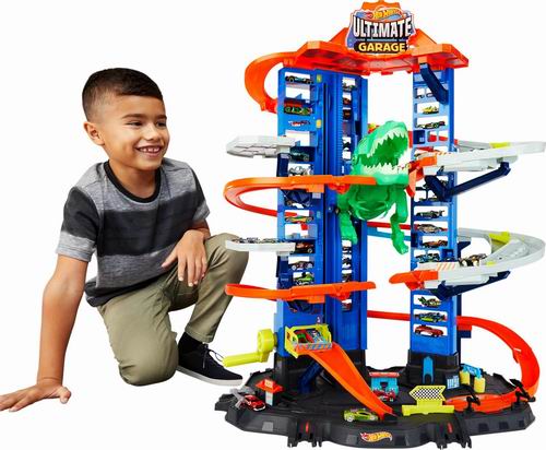  史低价！Hot Wheels 城市终极车库移动霸王龙恐龙 +玩具车轨道套装 84.97加元（原价 179.99加元）