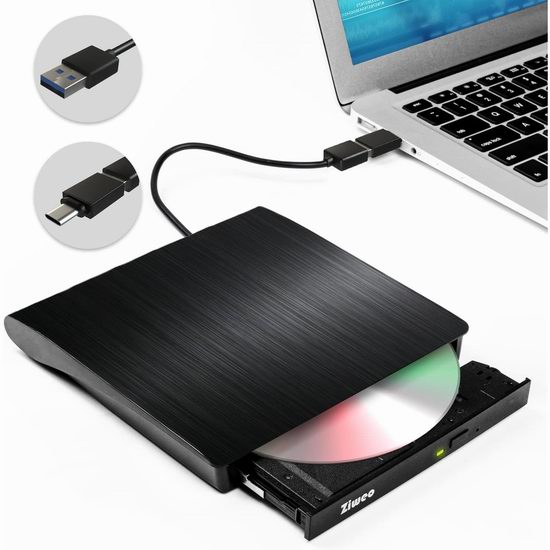  Ziweo 便携式外置CD/DVD刻录机4.9折 20.99加元！