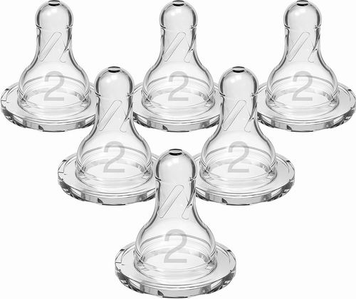  Dr. Brown's  Natural Flow Level 2 Narrow 100% 硅胶奶瓶奶嘴6件 8.97加元（原价 10.97加元）