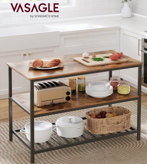  史低价！VASAGLE 厨房岛台 带3个搁板 104.98加元（原价 189.99加元）
