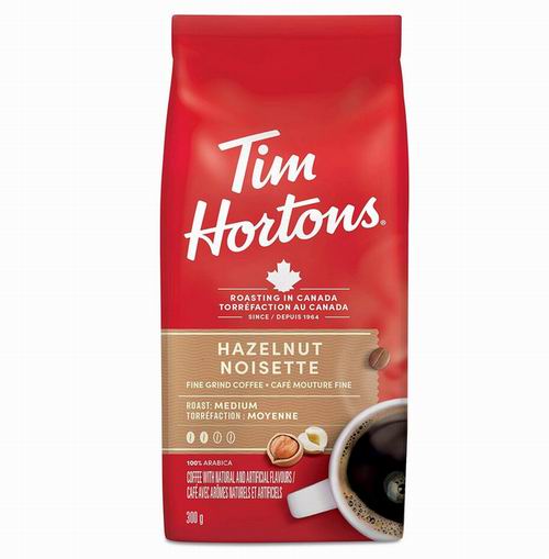  Tim Hortons 中度烘焙 榛子细磨咖啡300克 8.54加元（原价 9.99加元）