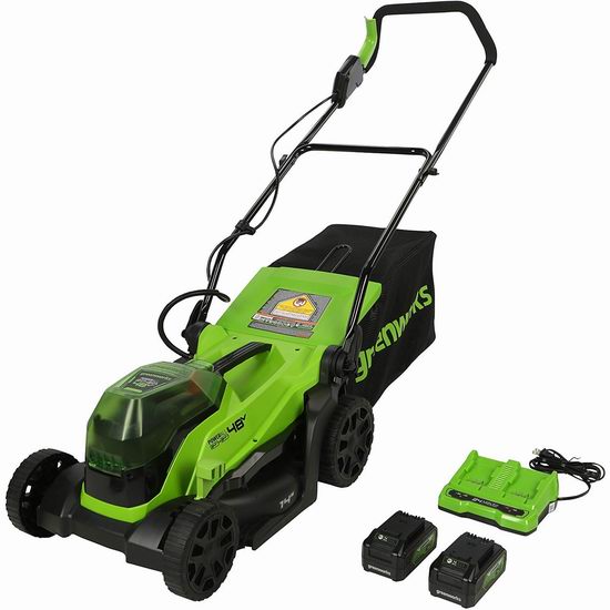  Greenworks 14英寸 48伏 充电式无绳割草机6.7折 298.99加元包邮！
