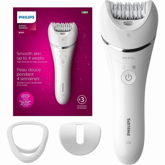  Philips 飞利浦 BRE700/14 干湿两用 女士电动脱毛仪6.2折 49.99加元包邮！温和脱毛，让肌肤光滑长达4周！