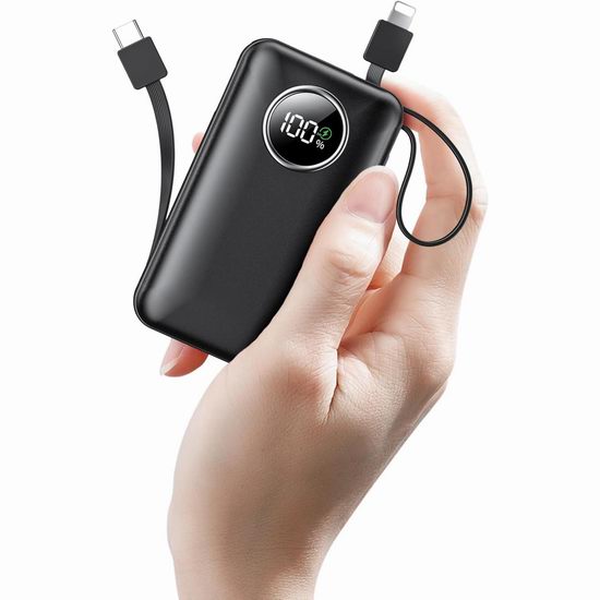  历史新低！LOVELEDI 15000mAh 30瓦快充 移动电源/充电宝5.6折 19.99加元！内置充电线！3色可选！