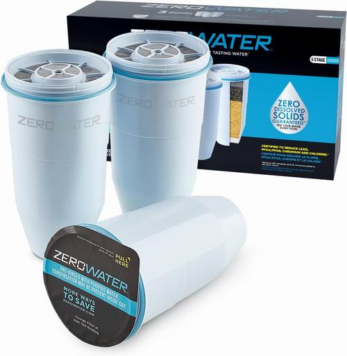  黑五价！ZeroWater 家用净水器/净水壶 过滤芯3个装 45.05加元（原价 67.03加元）