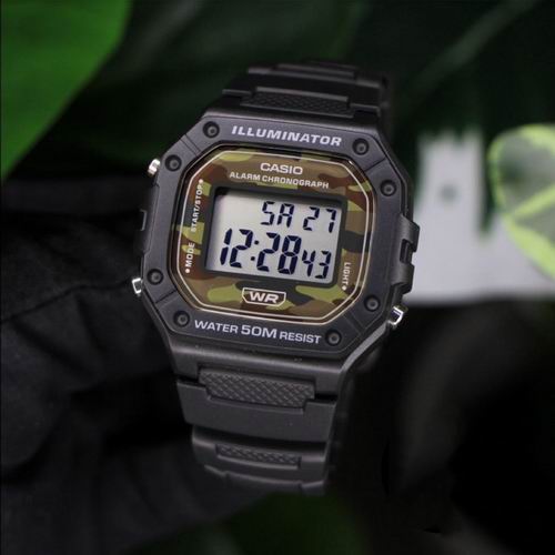 史低价！Casio W-218H-5BVCF 男式经典迷彩石英手表 25.5加元（原价 30.2加元）