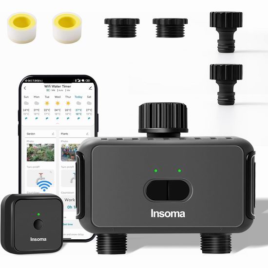  疑似Bug价！历史新低！Insoma WiFi 双口 智能庭院浇水/灌溉控制器4折 32.39加元限量特卖并包邮！