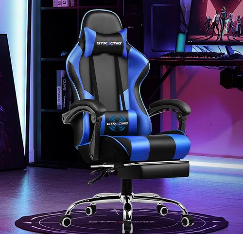  历史新低！GTRACING 带脚凳+按摩腰枕 高靠背游戏椅 159.99加元包邮！4色可选！