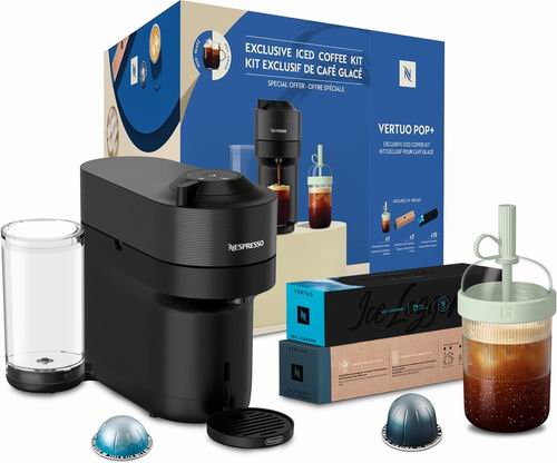  Nespresso Vertuo Pop+浓缩咖啡机 带旅行杯+冰咖啡+冷萃式胶囊 129加元（原价 169加元）