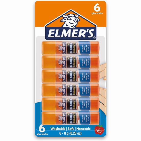  Elmers Re-Stick 多用途固体胶棒6支装 3.99加元！