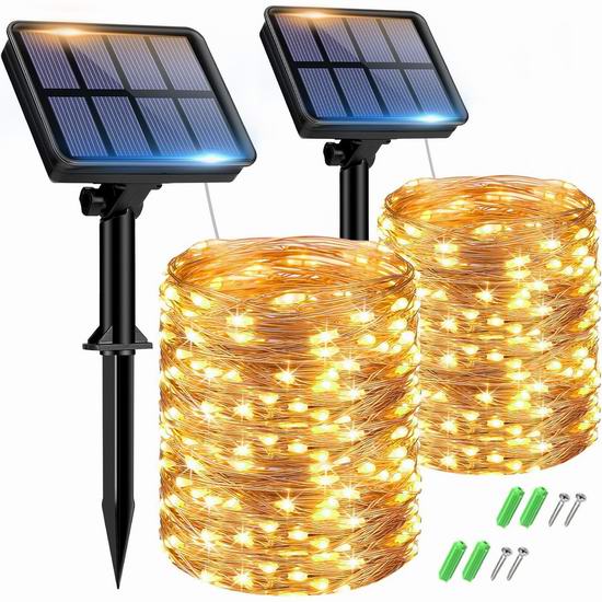  历史新低！btfarm 300LED 110英寸 太阳能防水仙女灯/灯串2件套5折 10.99加元！