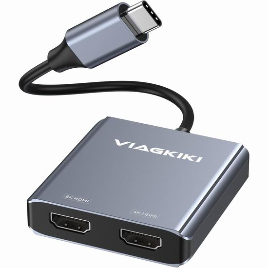  白菜价！Viagkiki 8K超高清 USB-C转双HDMI输出 适配器3.2折 12.99加元！支持手机电脑！