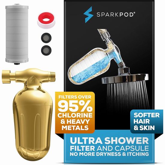  超级白菜！历史新低！SparkPod 防脱发 150级硬水过滤 除氯气/重金属 淋浴头过滤器1折 9.95加元清仓！免税！