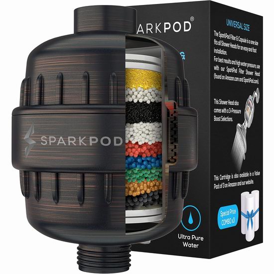  超级白菜！历史新低！SparkPod 防脱发 淋浴头软水过滤器 9.95加元清仓！