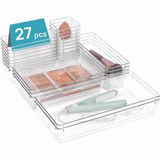  历史新低！Vtopmart 多用途亚克力透明收纳盒27件套5折 16.99加元！