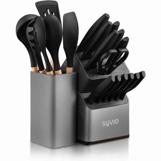  syvio 不锈钢厨房刀具+锅铲勺21件套 65.99加元包邮！会员专享！