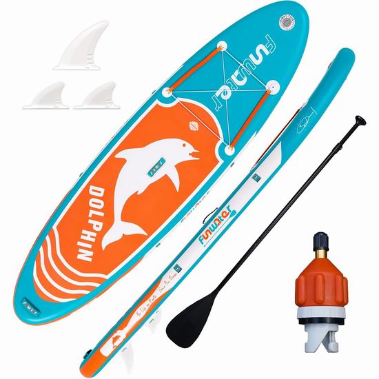  白菜价！历史新低！FunWater 军用级超轻PVC 10.6英尺 SUP充气站立式桨板3.5折 97.19加元包邮！