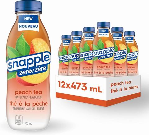  Snapple Zero 天然口味桃子茶 473毫升 × 12瓶 13.29加元 （原价 14.99加元）！每瓶1.1加元