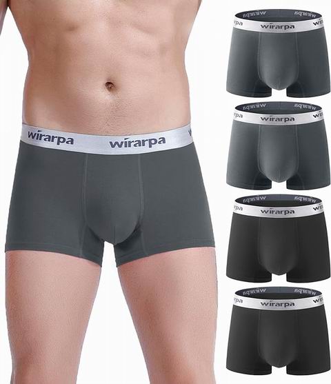  wirarpa 男士棉质无标签平角内裤 4条装 24.31加元（原价 39.99加元）！7色可选