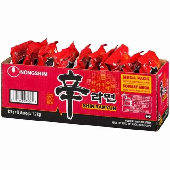  Nongshim 韩国农心 Shin 方便面（120g x 10袋）4.1折 13.58加元！
